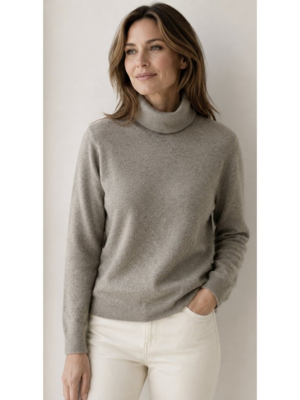 Garnet Hill Essential Cashmere Turtleneck Sweater Medium Quiet Luxury Minimalist
